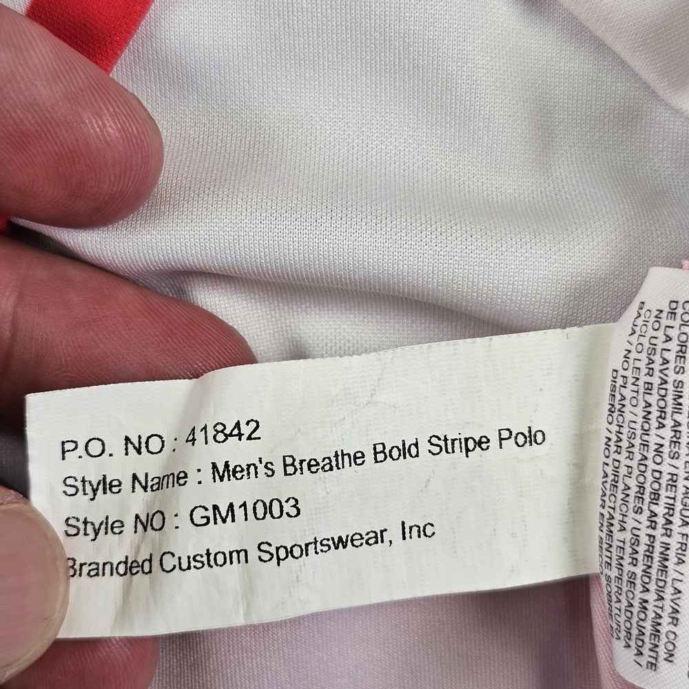Nike Golf Dri-FIT Polo Shirt Large Red White Stripe Breathe Bold Standard Fit - Picture 7 of 10